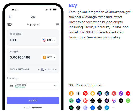 Best Wallet 界面和支持的链