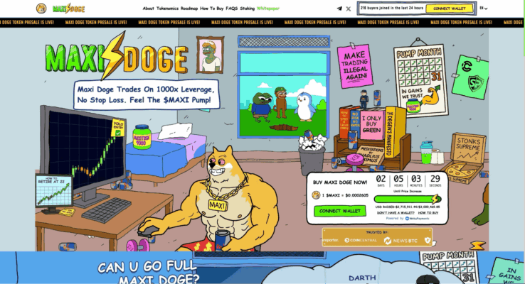Official Maxi Doge presale site landing page