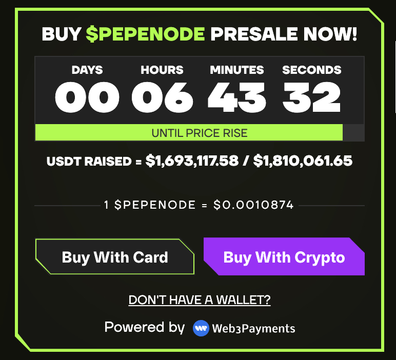 The PepeNode presale widget.