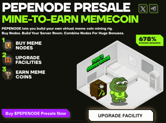 PepeNode landing page showing how the ecosystem works.