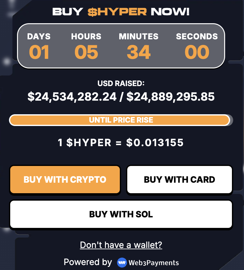 bitcoin hyper website widget current price in the presale