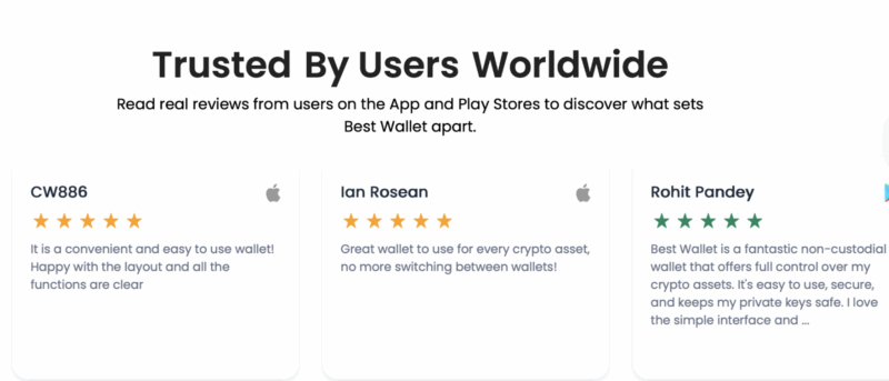 Best Wallet Token reviews on App Store and Play Store.
