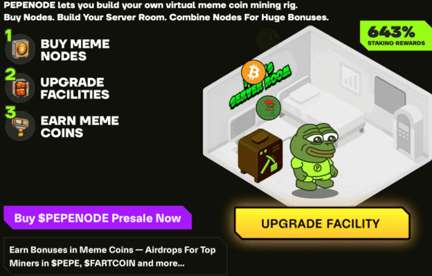 PEPENODE mining ecosystem explained in an infographic.