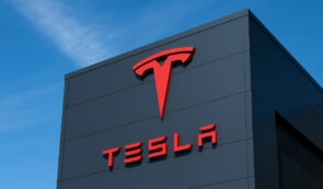 Tesla logo on building