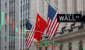 Wall Street With China and USA flags