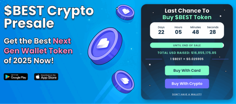 Best Wallet token presale raise at $16.8M.