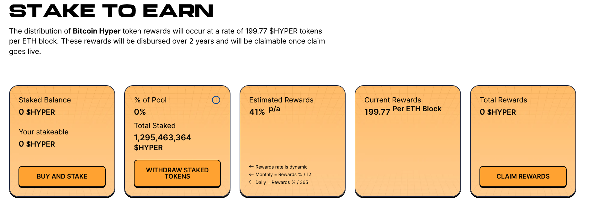 Bitcoin Hyper staking information.