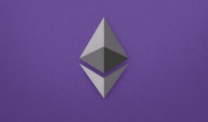 Ethereum logo and purlpe background