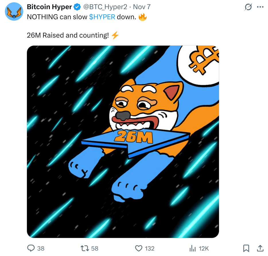 $HYPER X post announcing $26M raised.