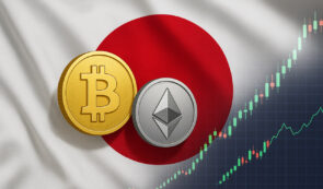 Japan flag, Bitcoin and Ethereum, market chart