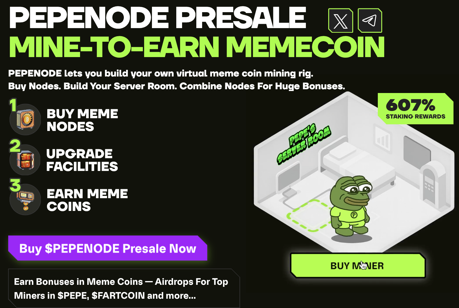 pepenode Mine-to-Earn mechanism.