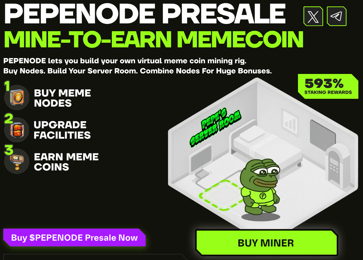 PEPENODE mine to earn feature explained.