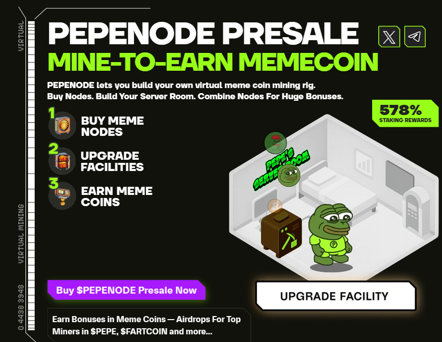 PepeNode presale, first mine-to-earn meme coin.