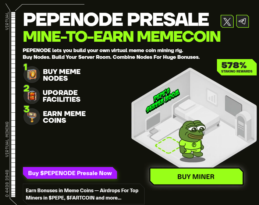 PepeNode Presale mine-to-earn memecoin.