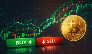 Bitcoin, Market chart, buy and sell buttons