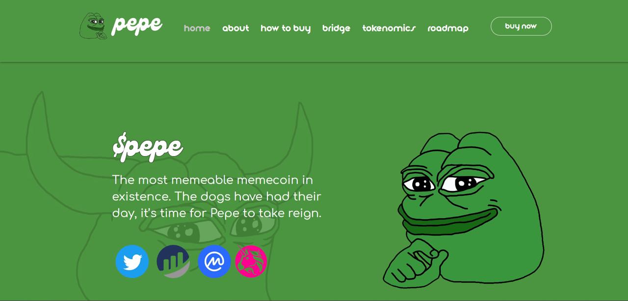 Green Pepe the Frog representing viral internet meme cryptocurrency with 420T supply