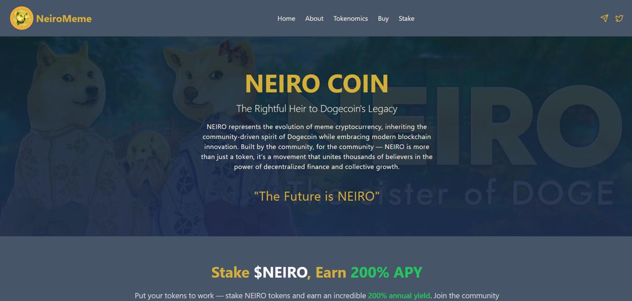 Neiro dog representing Dogecoin spiritual successor with zero tax on Ethereum