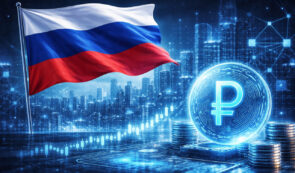 Russia flag and digital ruble