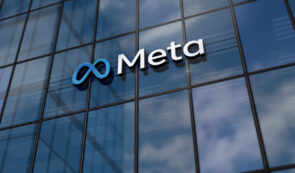 Meta logo on glass building