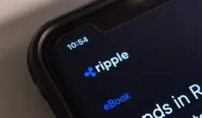 Logo of the company Ripple, on phone screen