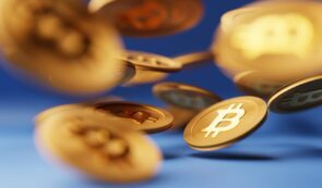 3d illustration A lot of bitcoins Cryptocurrency Gold Bitcoin BTC Bit Coin. Close-up of bitcoin coins, Blockchain technology, bitcoin mining concept.