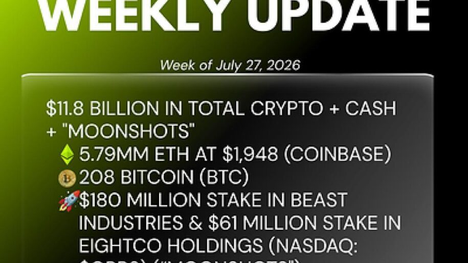 Bitmine Immersion Technologies (BMNR) Announces ETH Holdings Reach 5.79 Million Tokens, and Total Crypto and Total Cash Holdings of $11.8 Billion