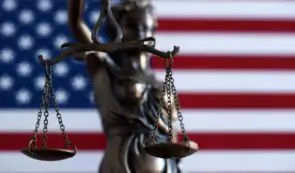 US flag and symbol for regulation and judging