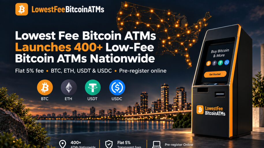 Lowest Fee Bitcoin ATMs Announces Launch of More Than 400 ATMs Nationwide